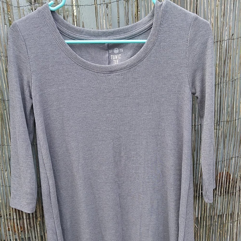 So Tunic Tee Relaxed Gray - XS - Hem Flare Women's - 3/4 Sleeve